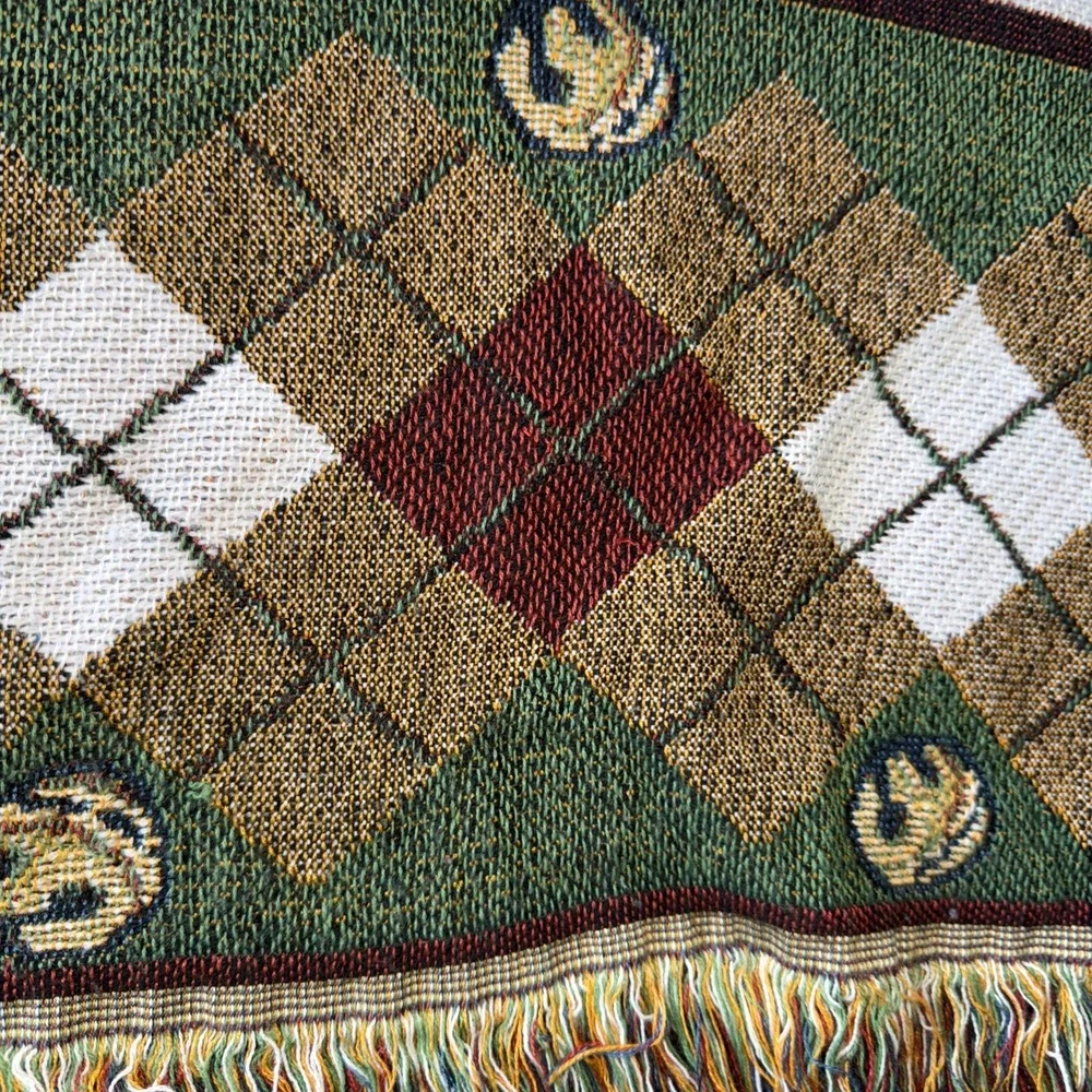Christmas Winter Woven Tapestry Throw Snowman Fringe Woodland Creatures 52X47 In